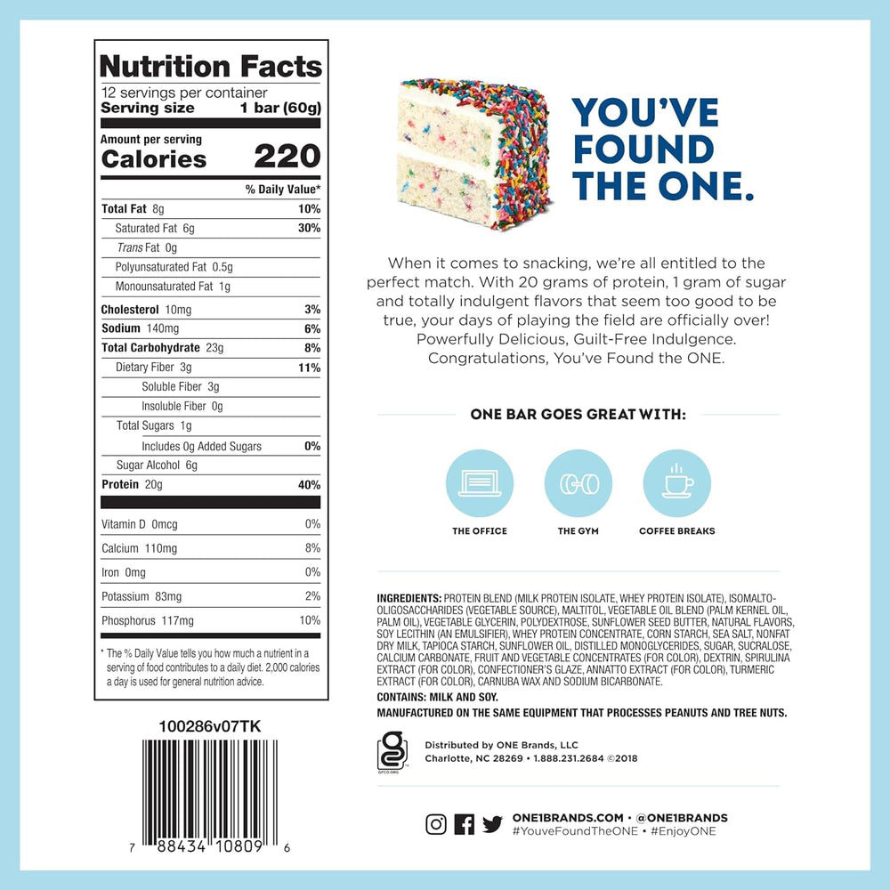 Generic ONE Bars variety flavors collection showing gluten-free options