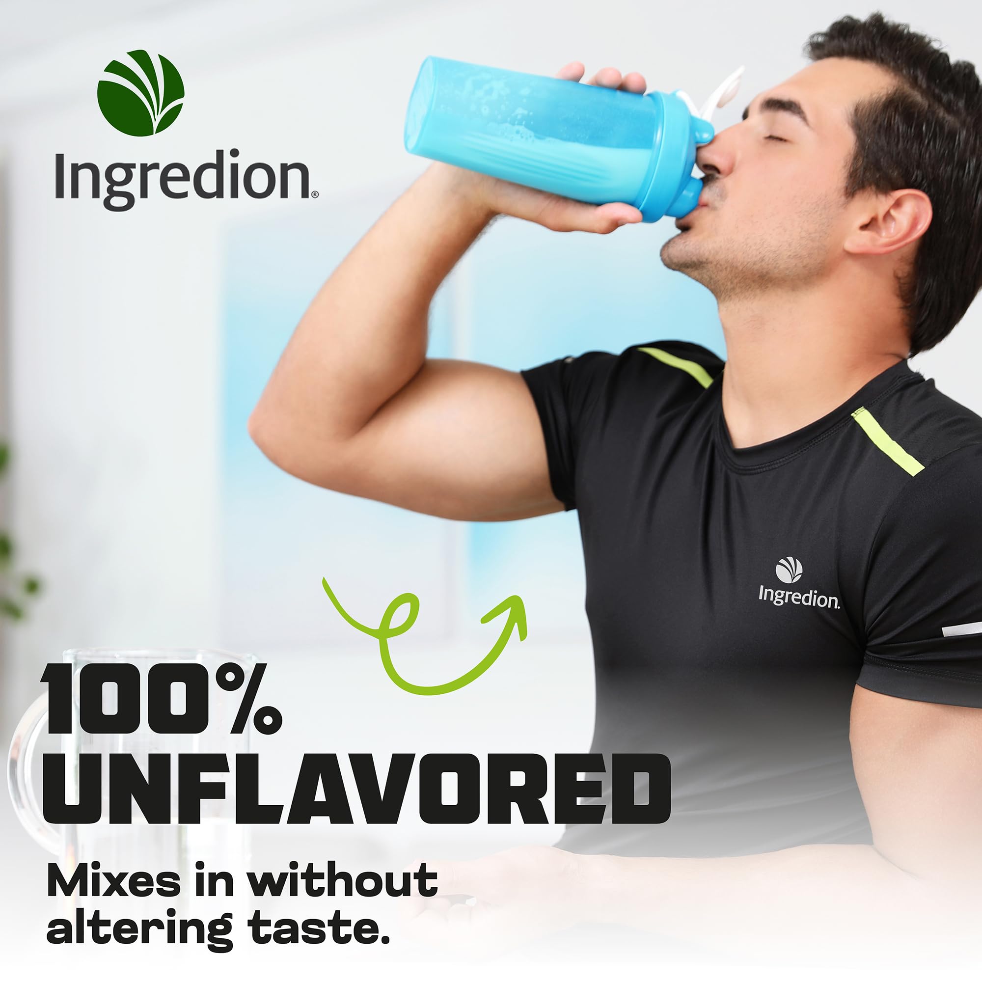 Generic Pea Protein unflavored scoop shows smooth mix into shakes