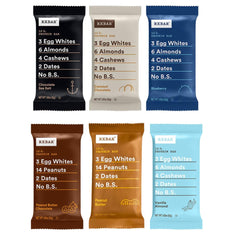 Generic RX-Bar assorted variety pack packshot showing gluten-free, protein-rich snacks for busy days.