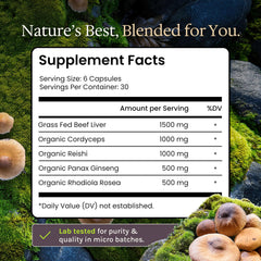 Cordyceps and Reishi mushroom blend with liver for adaptogenic synergy