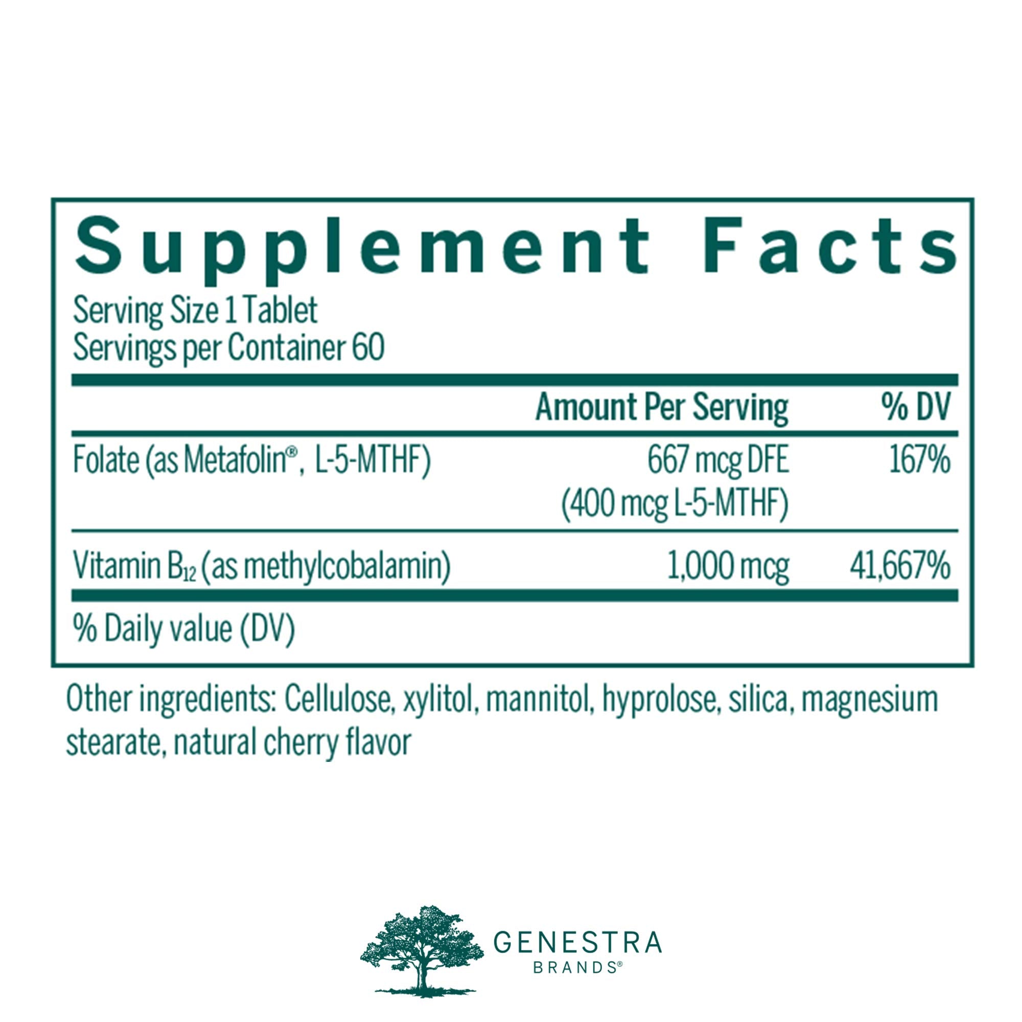 Close-up of Genestra B12 and L-Methylfolate chewables with cherry flavor