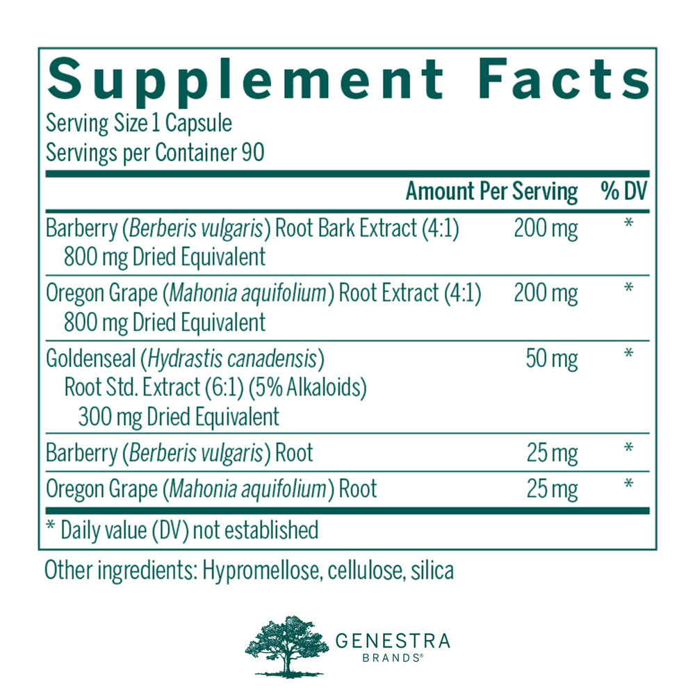 Genestra Berberis Formula bottle front label close-up