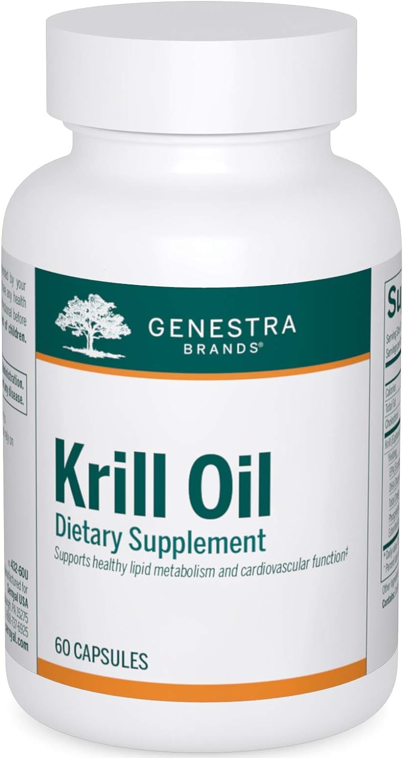 Genestra Krill Oil bottle and ingredients illustration