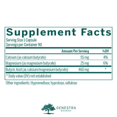 Close-up of Genestra Butyrate Complex bottle