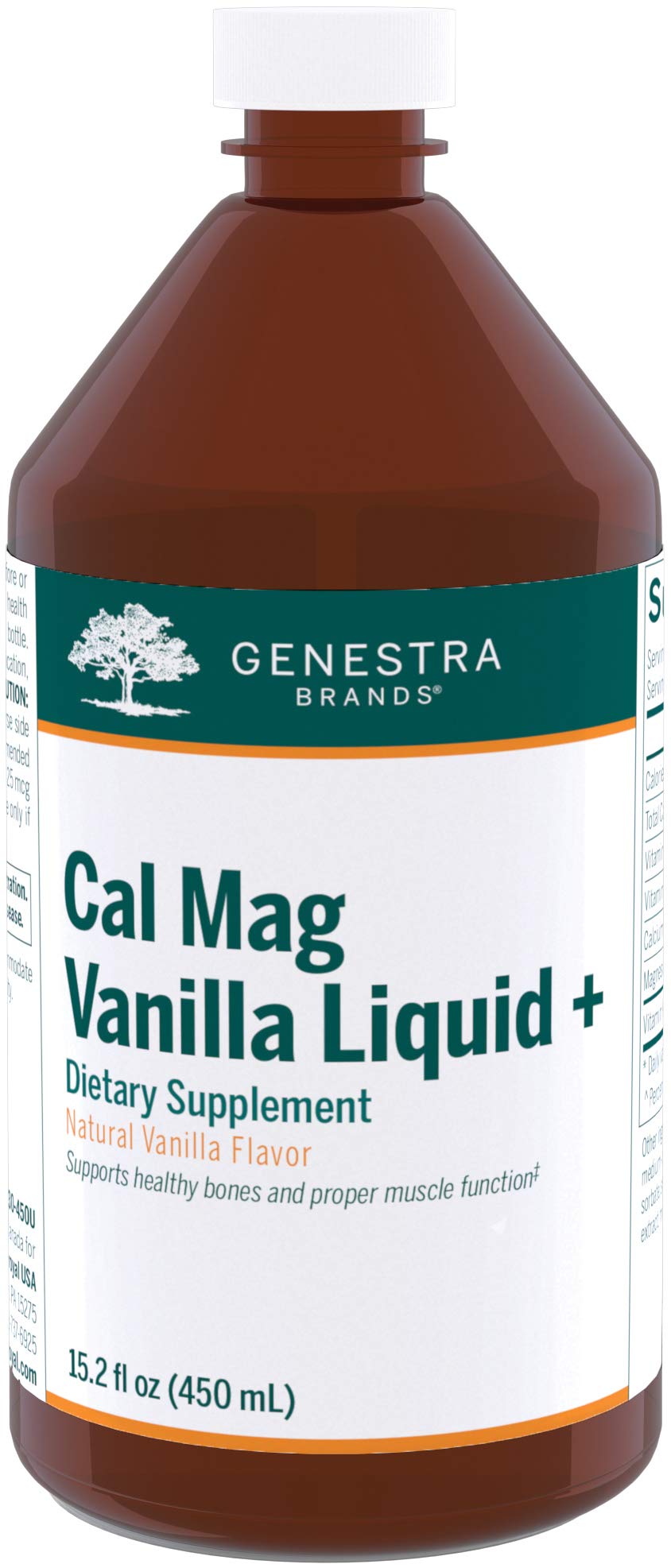Genestra Cal Mag Vanilla Liquid bottle front view, 15.2 oz
