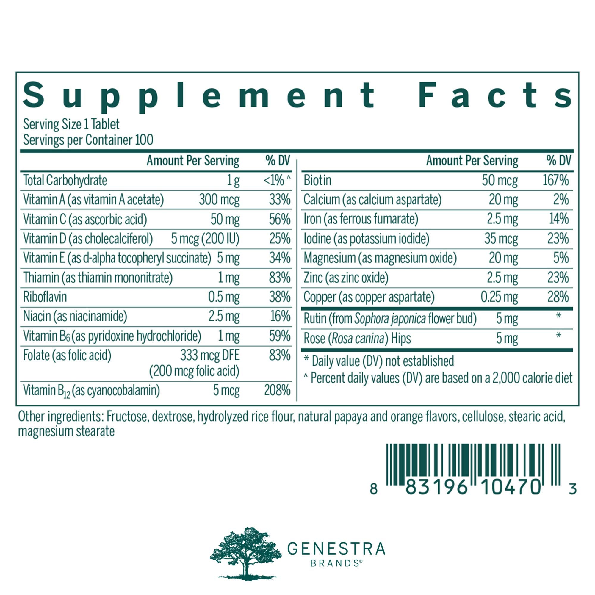 Close-up of orange papaya flavor text on bottle