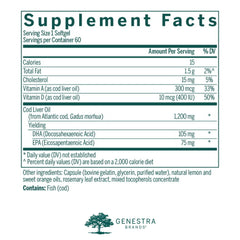 Genestra Cod Liver Oil DHA-EPA capsules ingredients