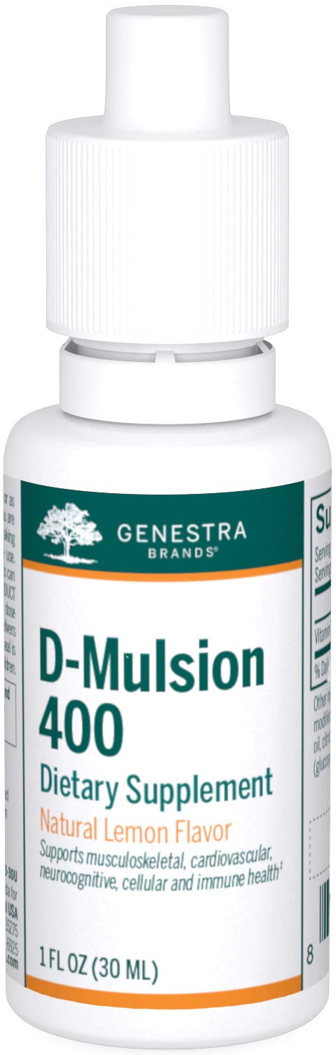 Genestra D-Mulsion 400 liquid vitamin D bottle with lemon flavor