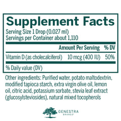 Dropper dispensing Genestra D-Mulsion 400 vitamin D drops