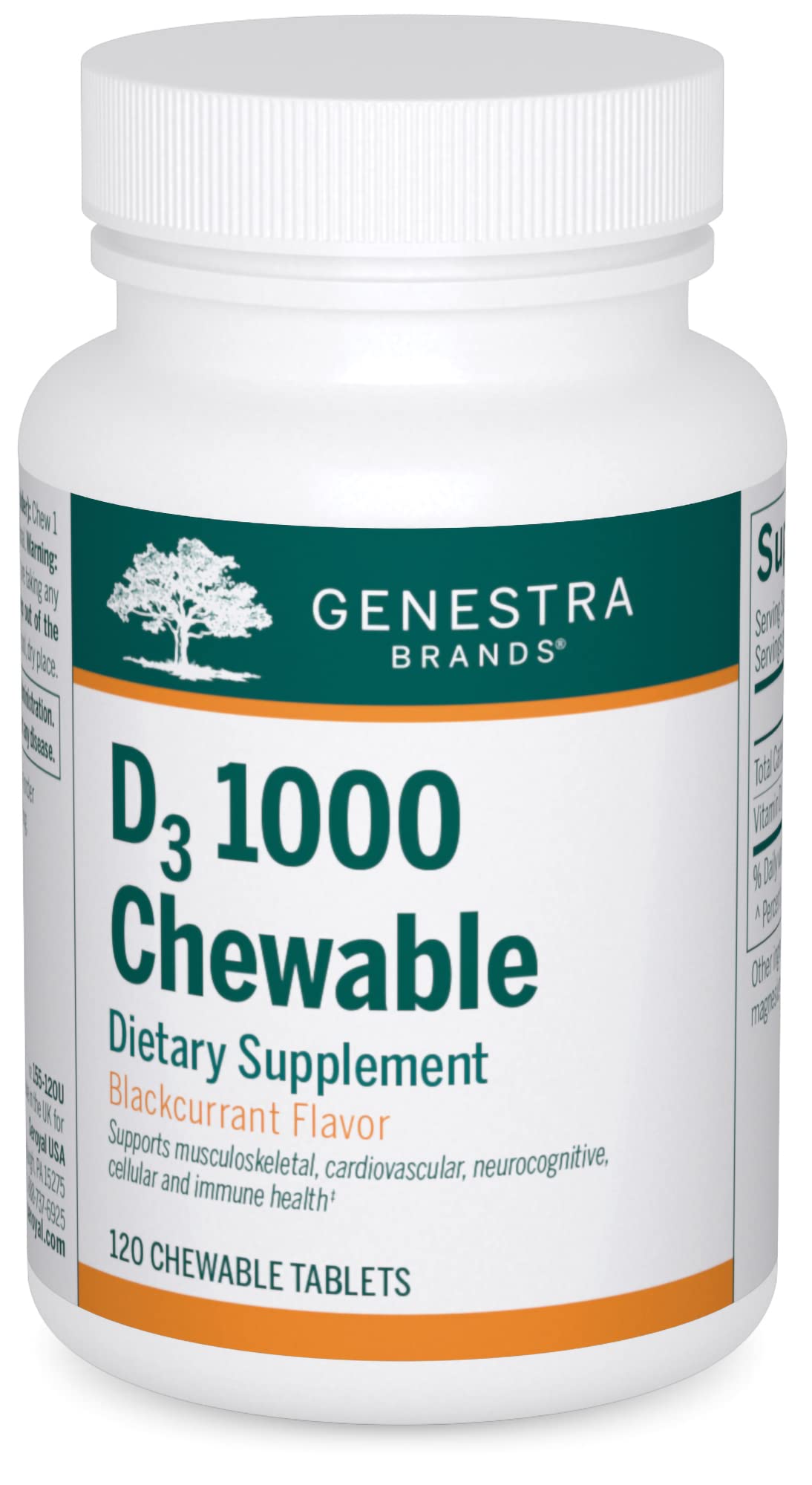 Genestra D3 1000 chewable bottle packaging