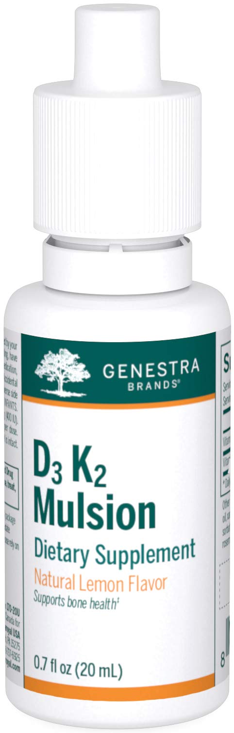 Genestra D3 K2 Mulsion bottle with natural lemon flavor label