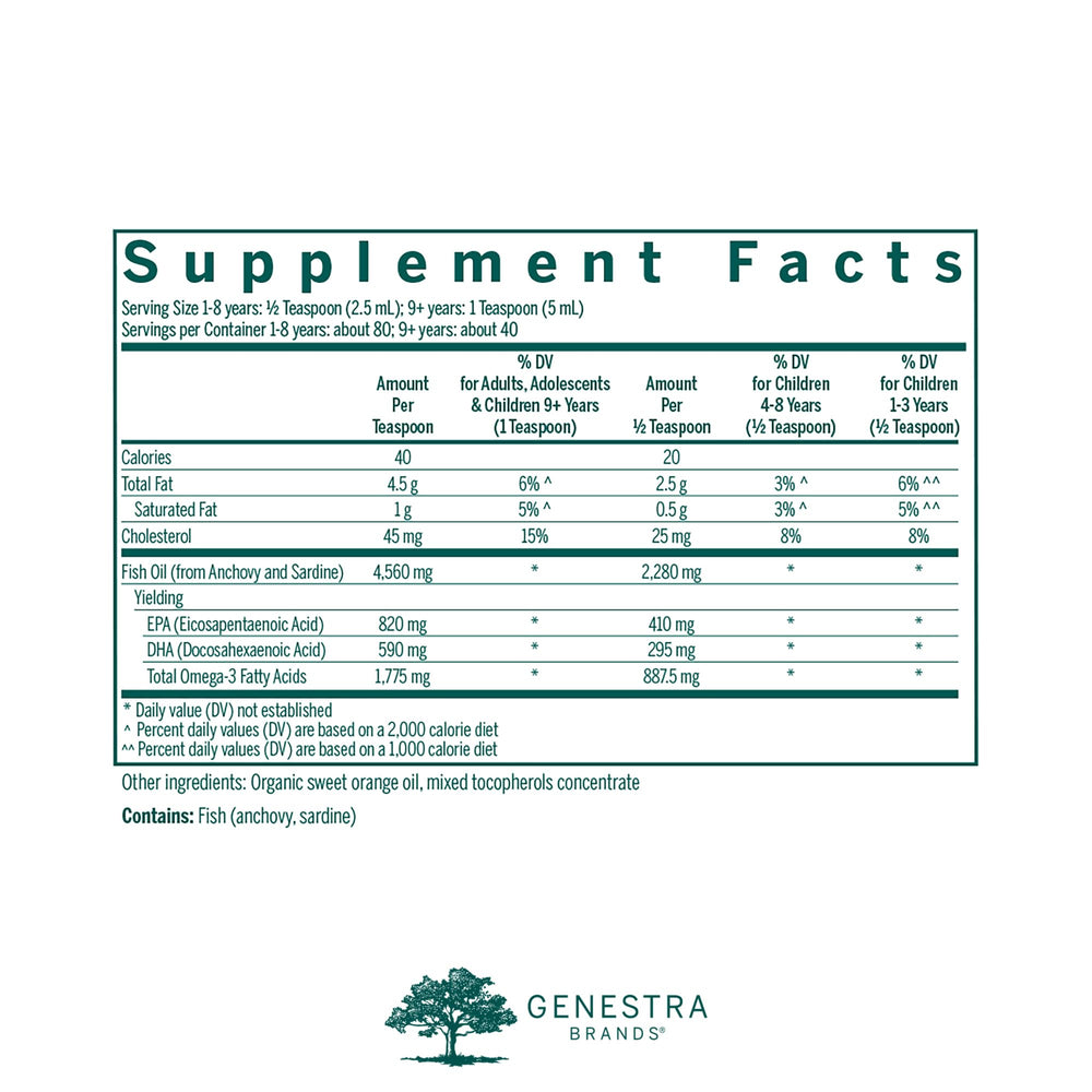 Genestra Super EFA Liquid bottle label close-up