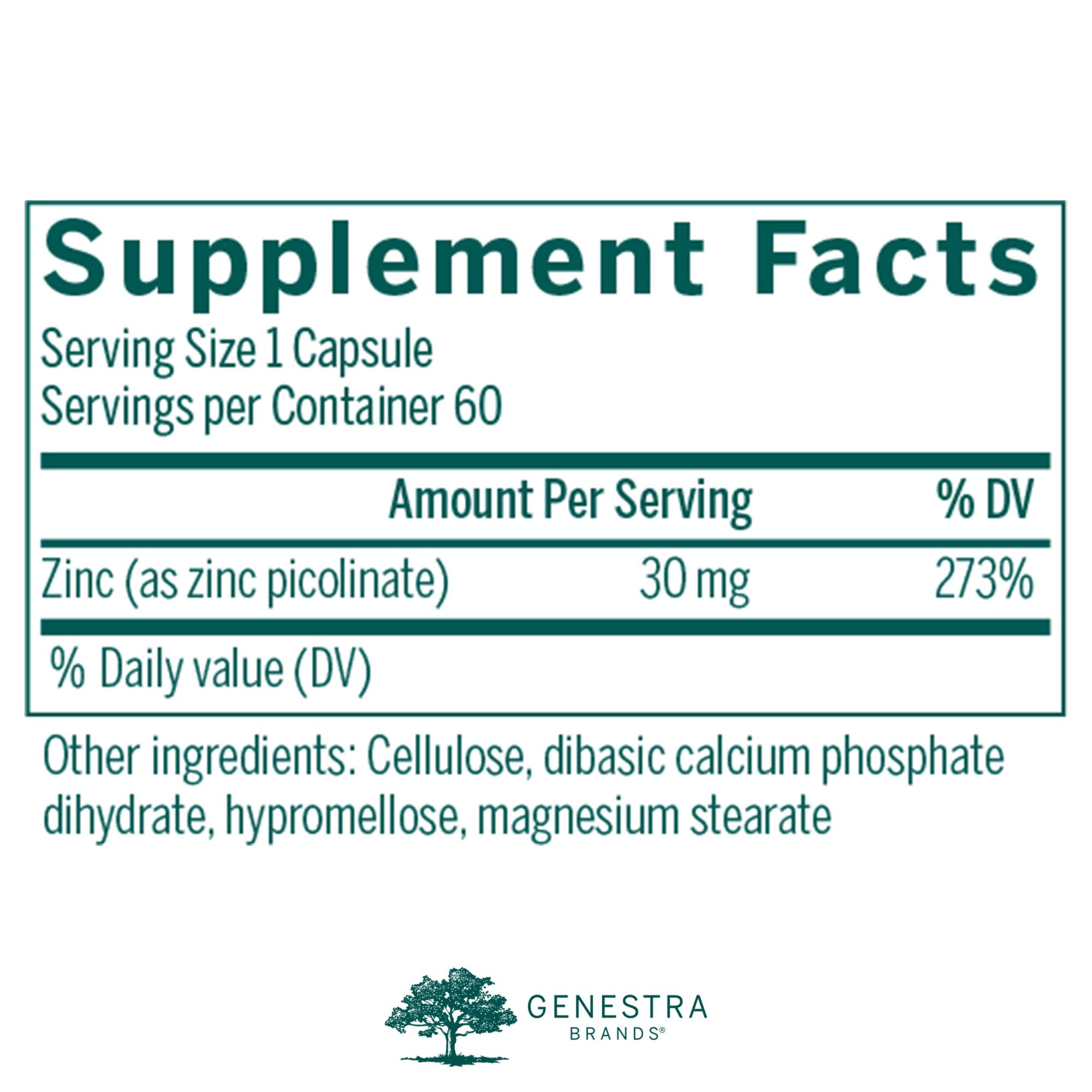 Genestra Zinc Picolinate Formula capsules close-up