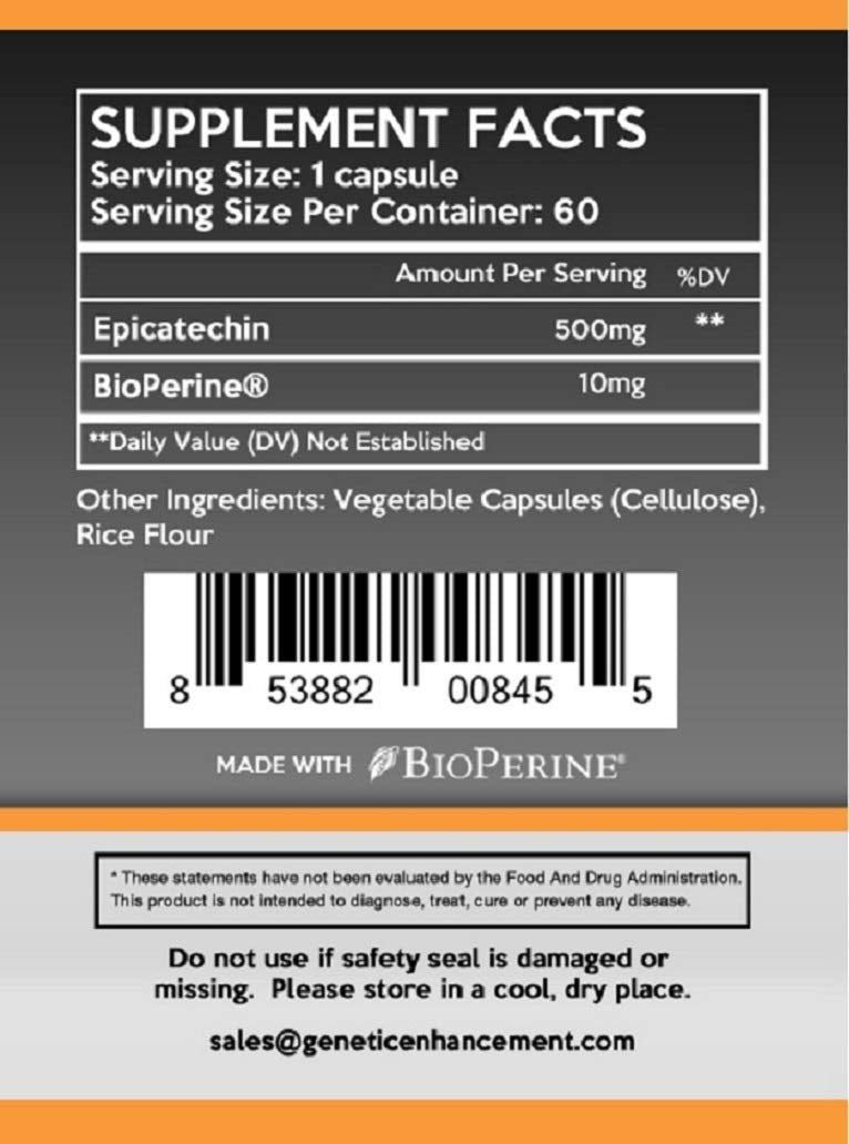 Genetic Enhancement Epicatechin bottle cap close up emphasizes premium USA made supplement