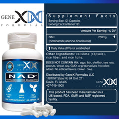 Close-up of Genex NAD+ 250mg capsules
