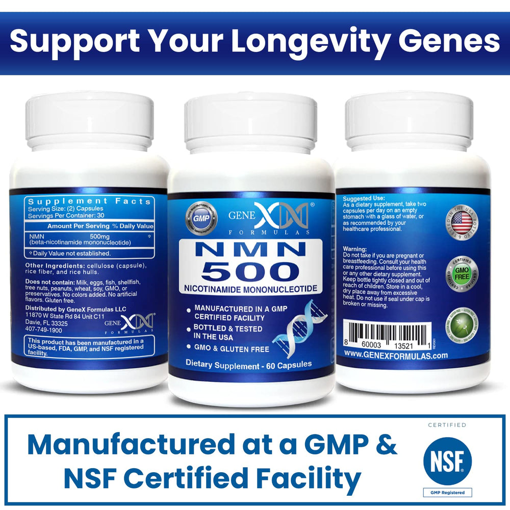 Genex Formulas NMN 500mg NAD levels reference