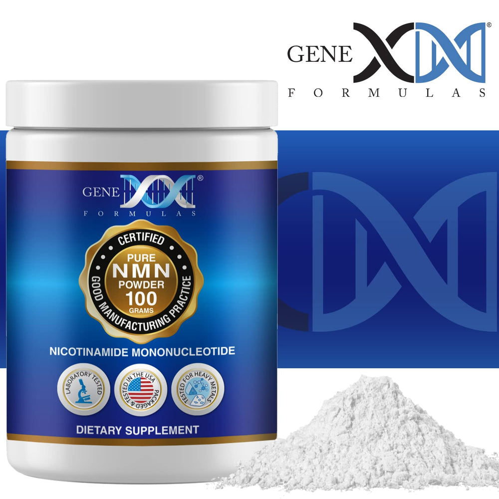 Genex NMN powder 100 g being mixed into a beverage