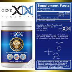 Genex NMN powder 100 g label close-up