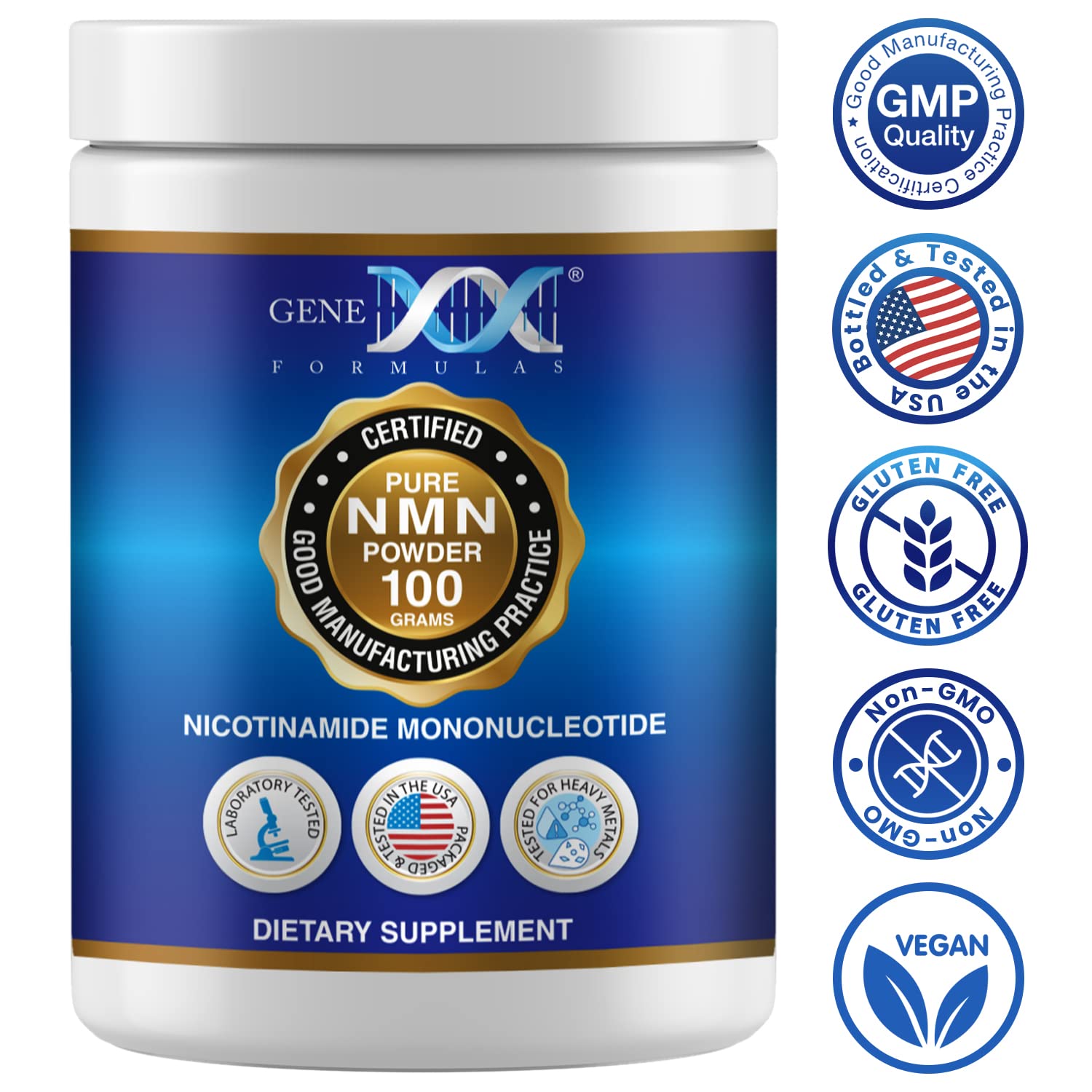 Packaging close-up of Genex Formulas NMN Powder 100 g