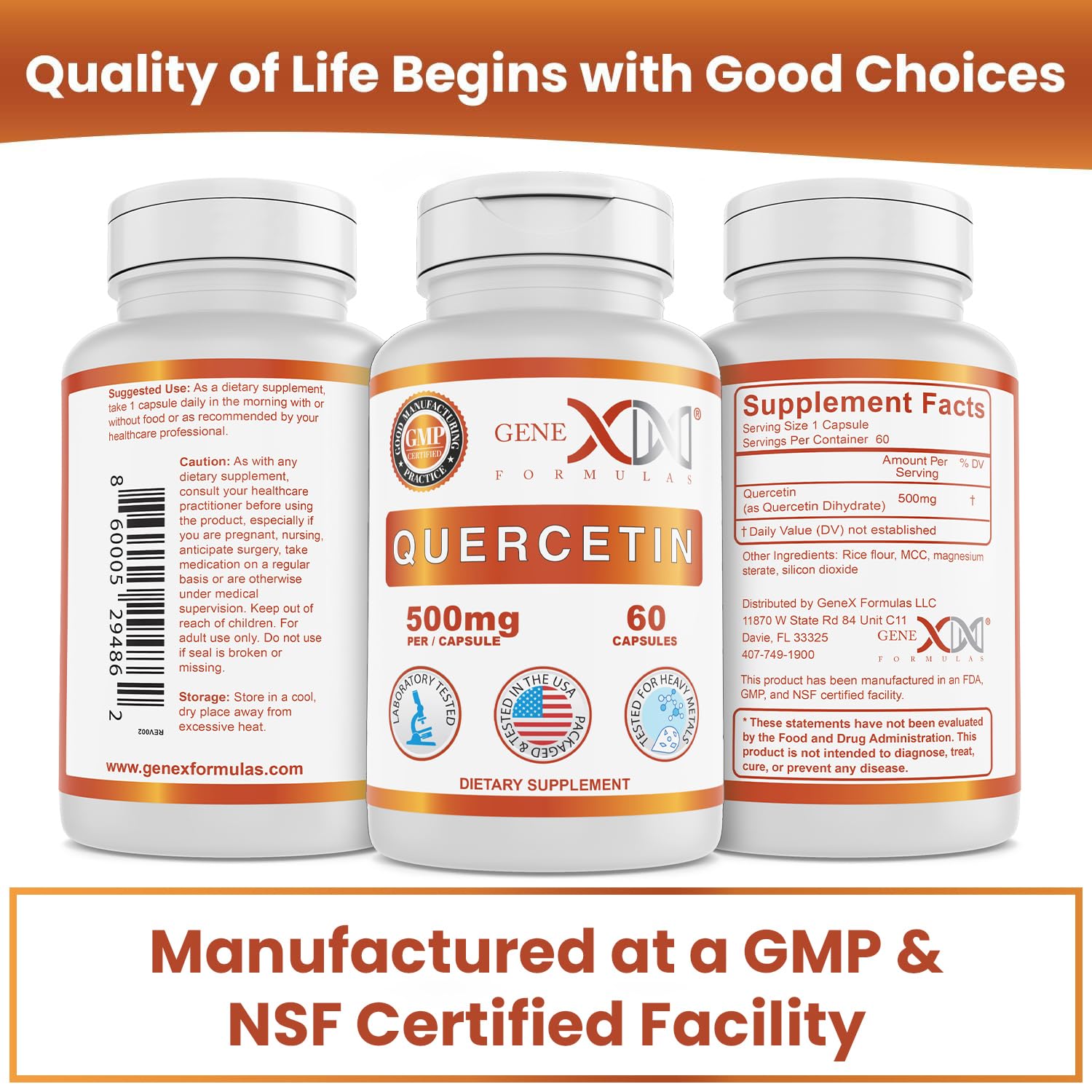 Genex Quercetin 500mg 3-pack product display