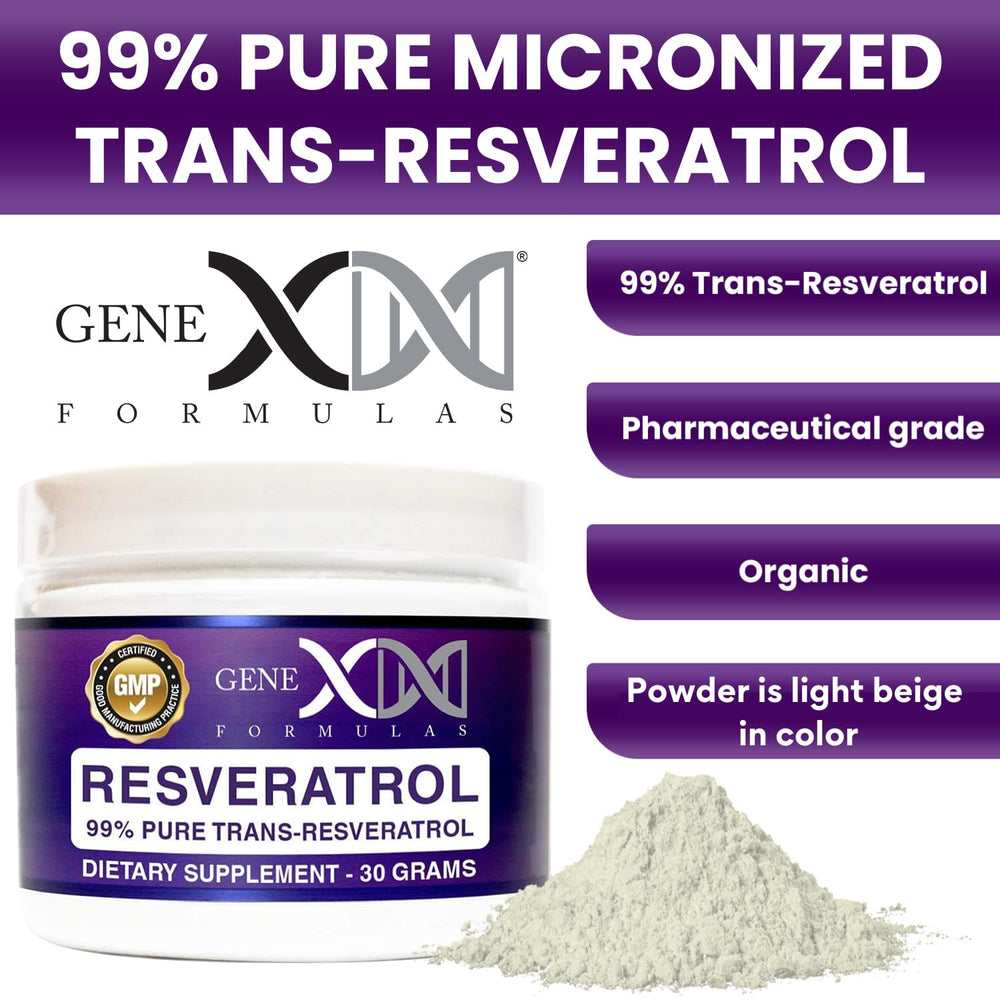 Genex Trans Resveratrol 1000mg powder jar back label