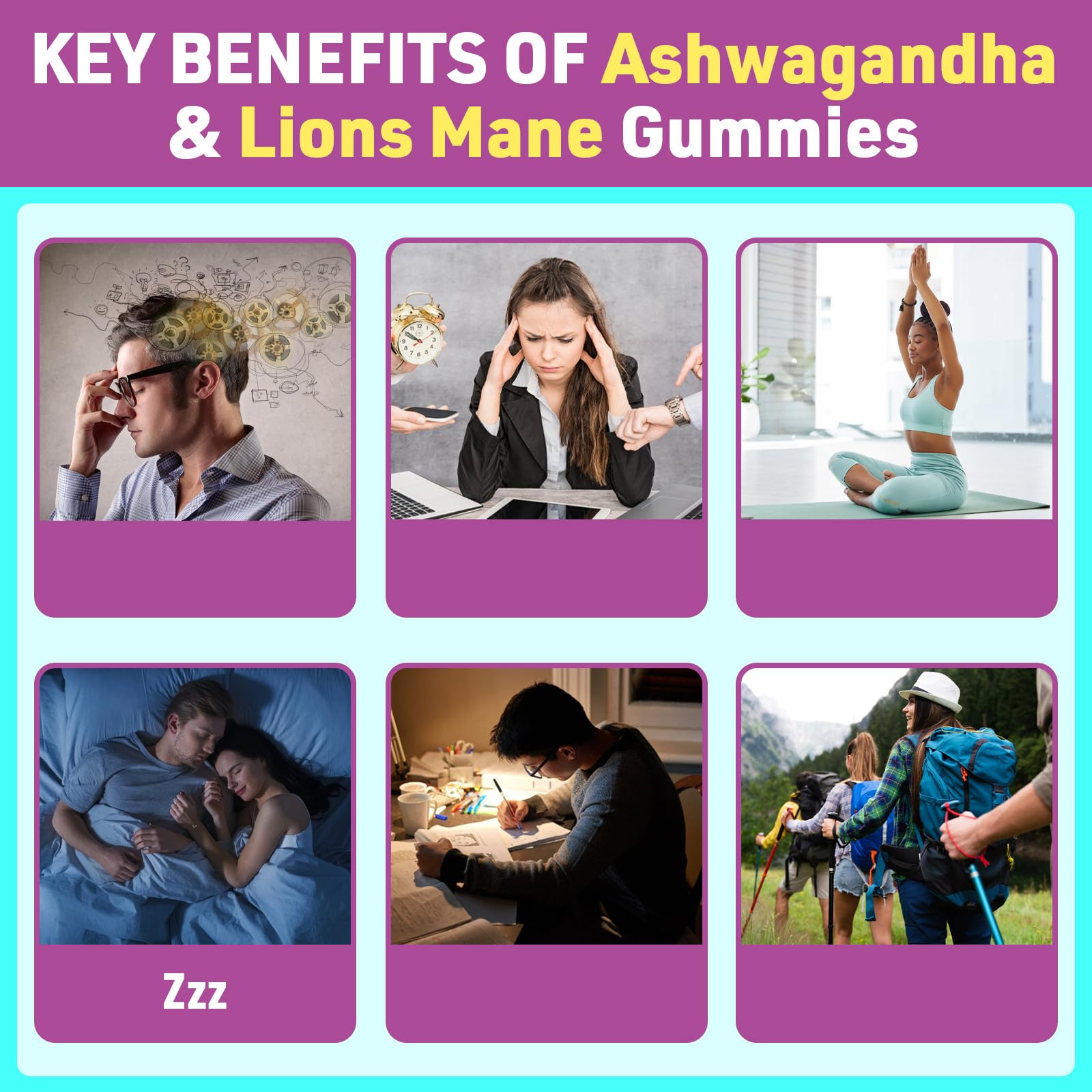 Four adaptogens blend: Rhodiola, Huperzine A, Holy Basil and Bacopa