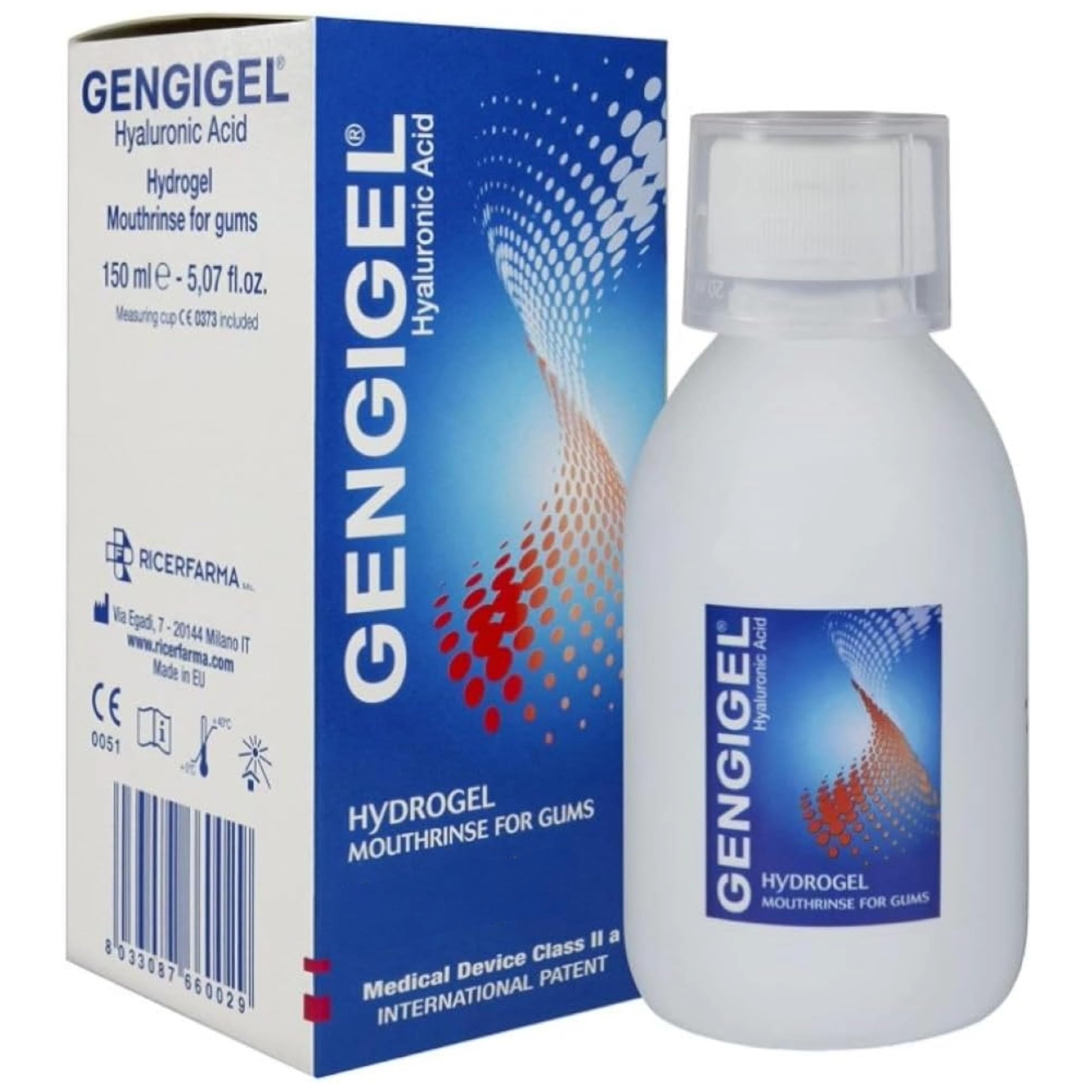 Gengigel 150ml mouthrinse bottle on a clean background