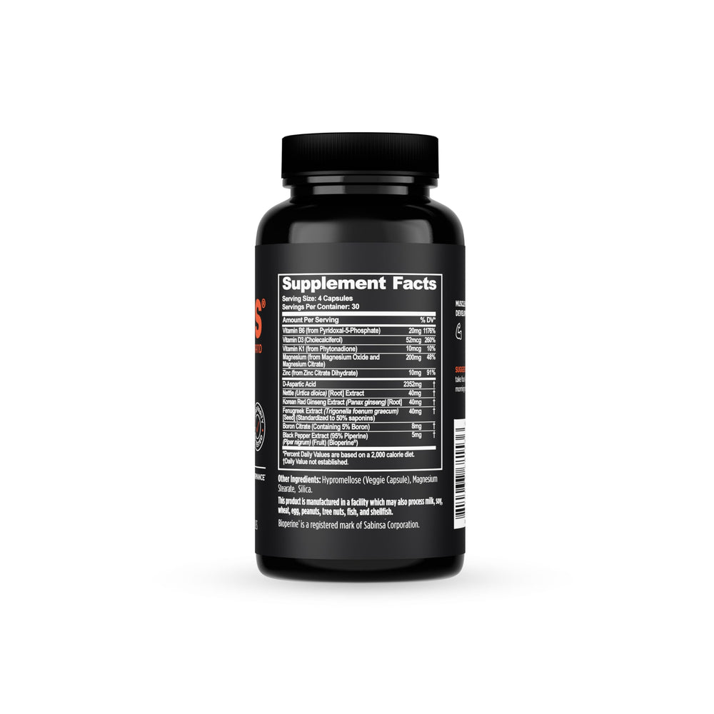 Close-up of D-Aspartic Acid, Magnesium and Korean Red Ginseng ingredients