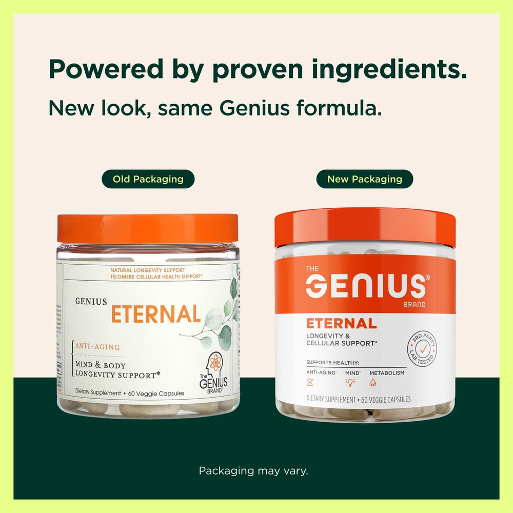 Close-up of Genius Eternal product label
