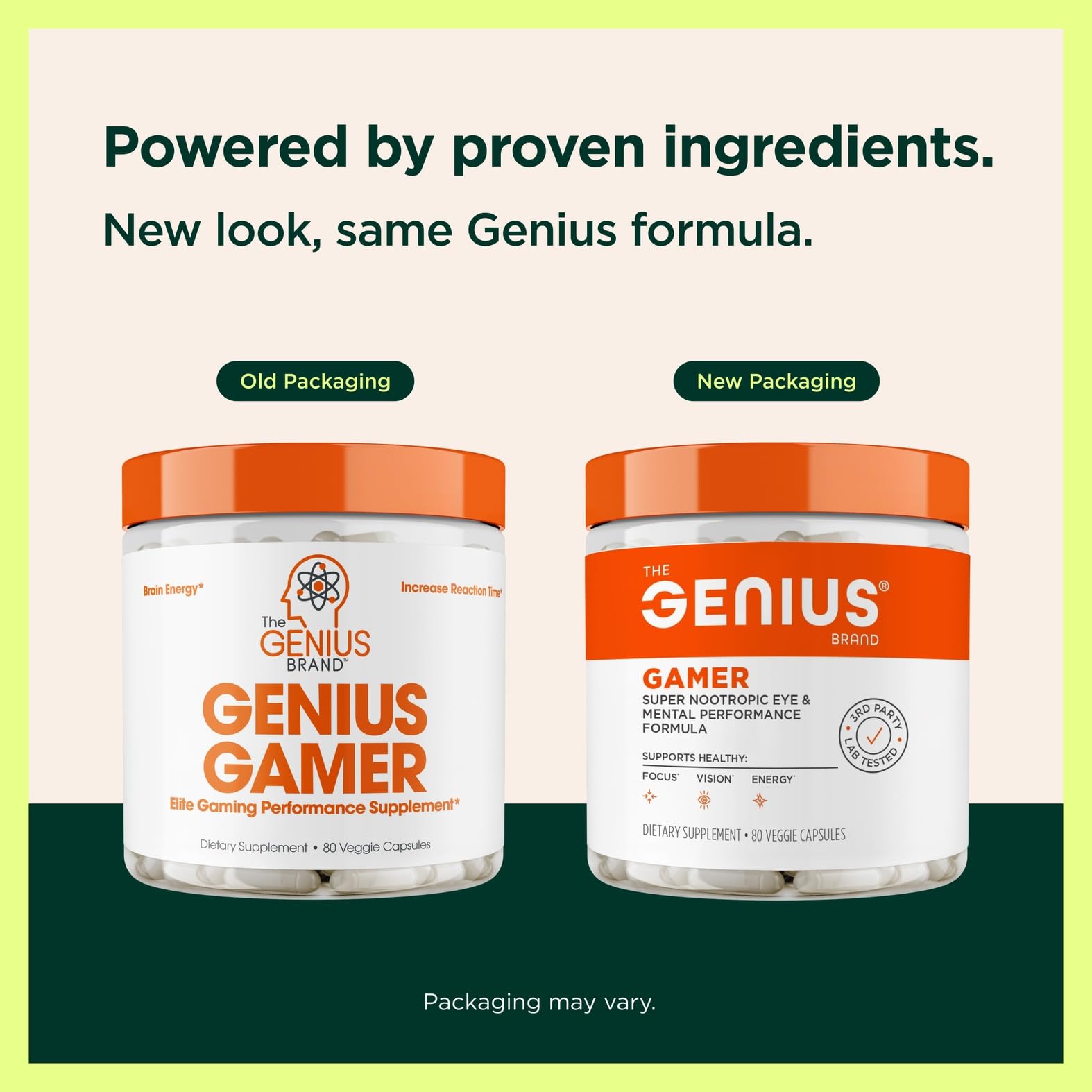 Genius Gamer ingredients panel and supplement facts