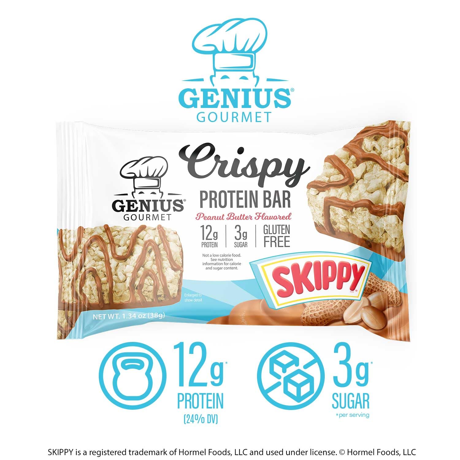 Genius Gourmet SKIPPY bar travel shot suggests ready-to-go snack for commutes and adventures