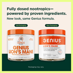 Close-up of Genius Lion's Mane capsules
