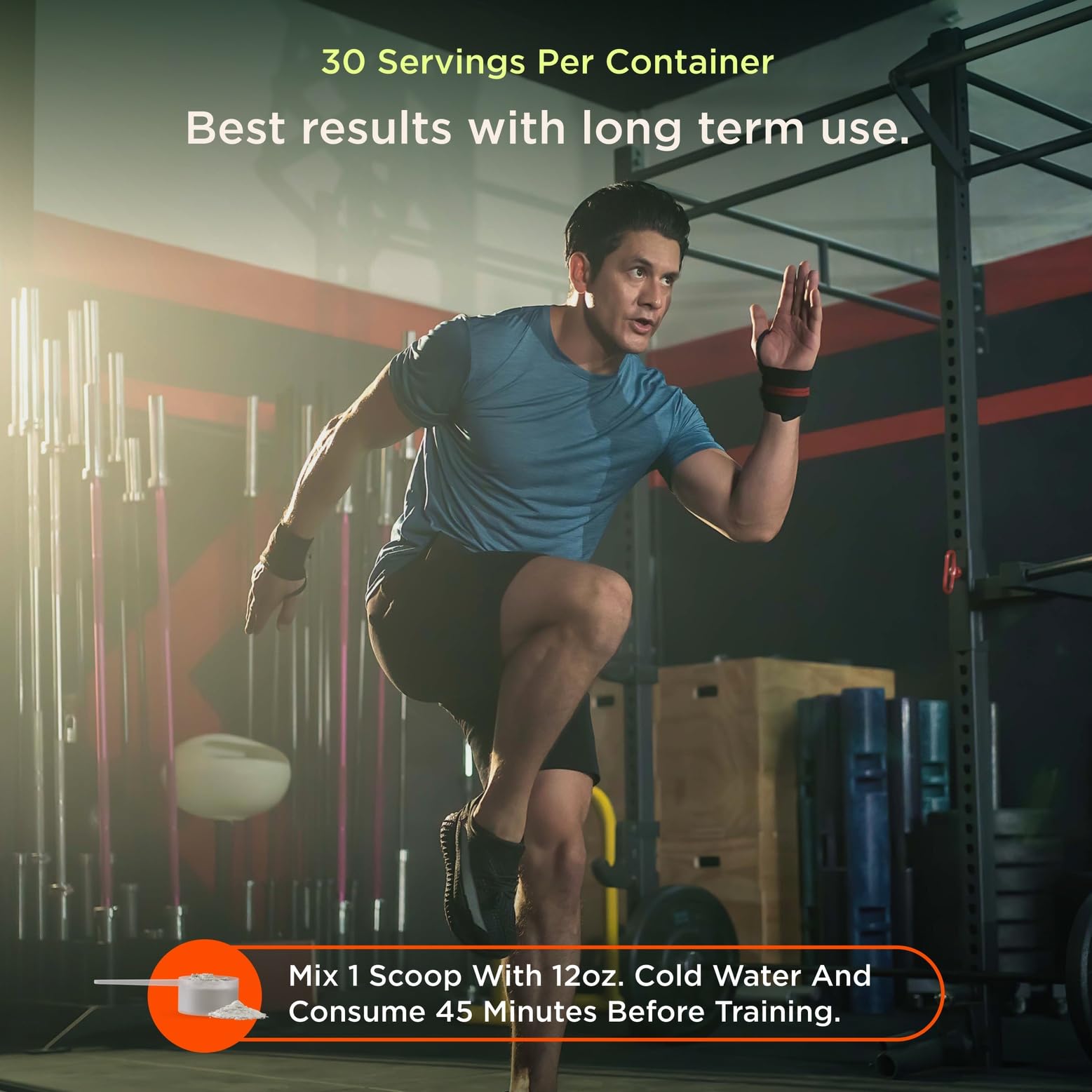 Genius Muscle preworkout montage shows training-ready vibes with timing and dosage guidance.