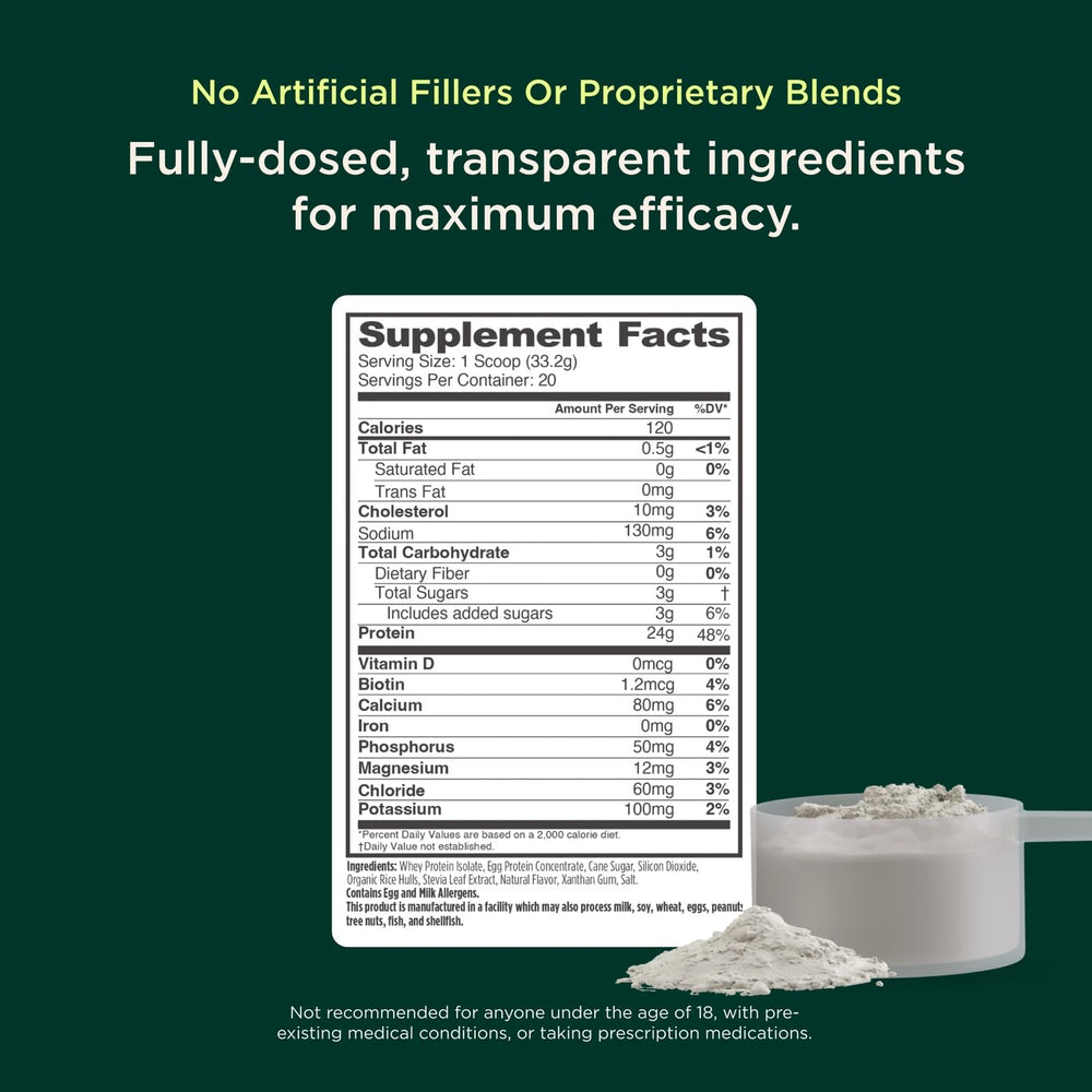 Genius Protein Powder Vanilla nutrition panel