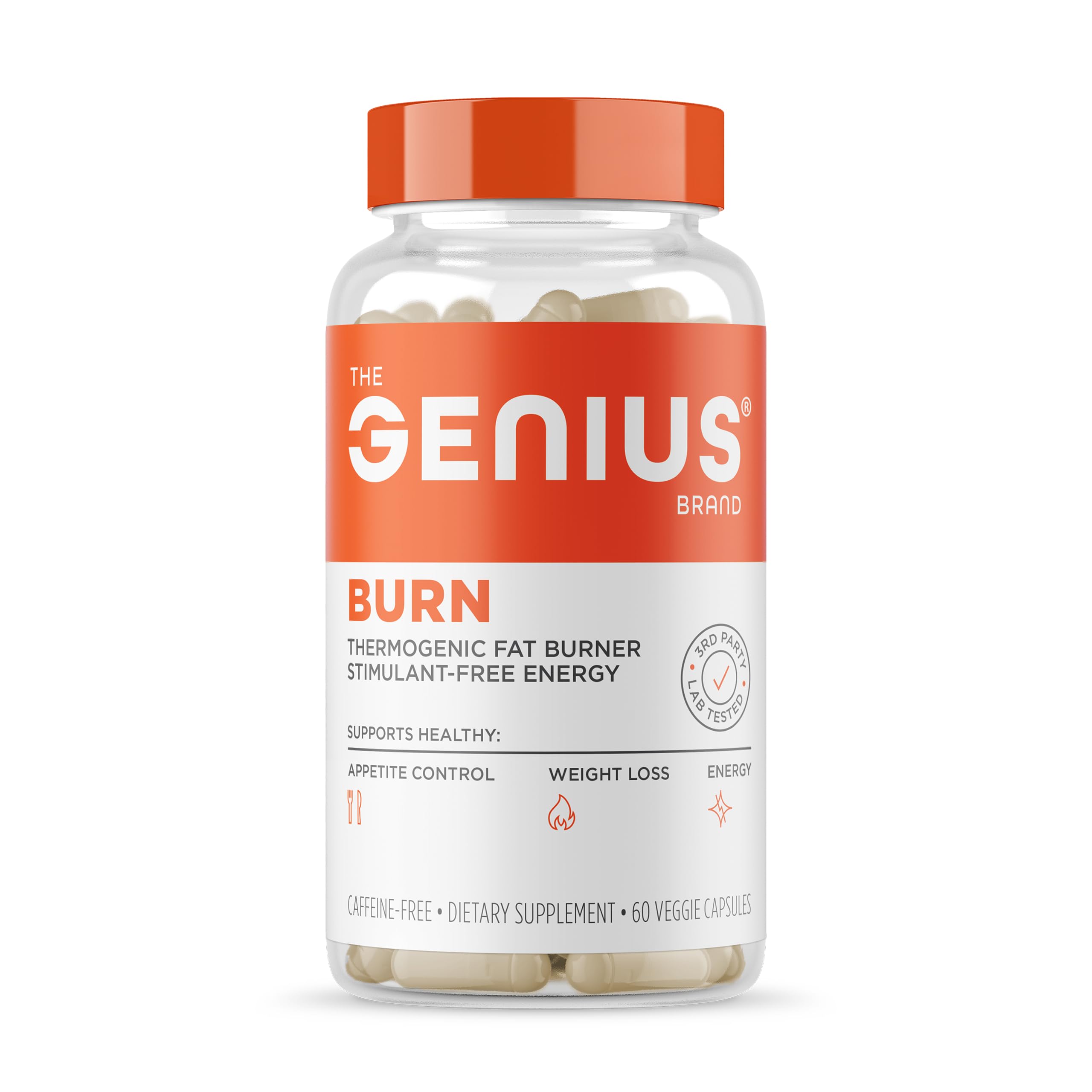 Genius Thermogenic Fat Burner bottle and label on white
