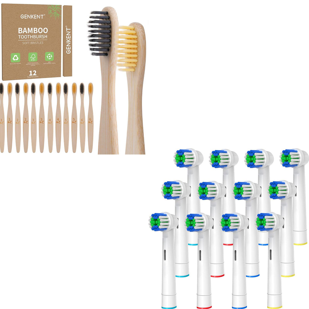 GENKENT 12-count bamboo toothbrushes in recyclable packaging