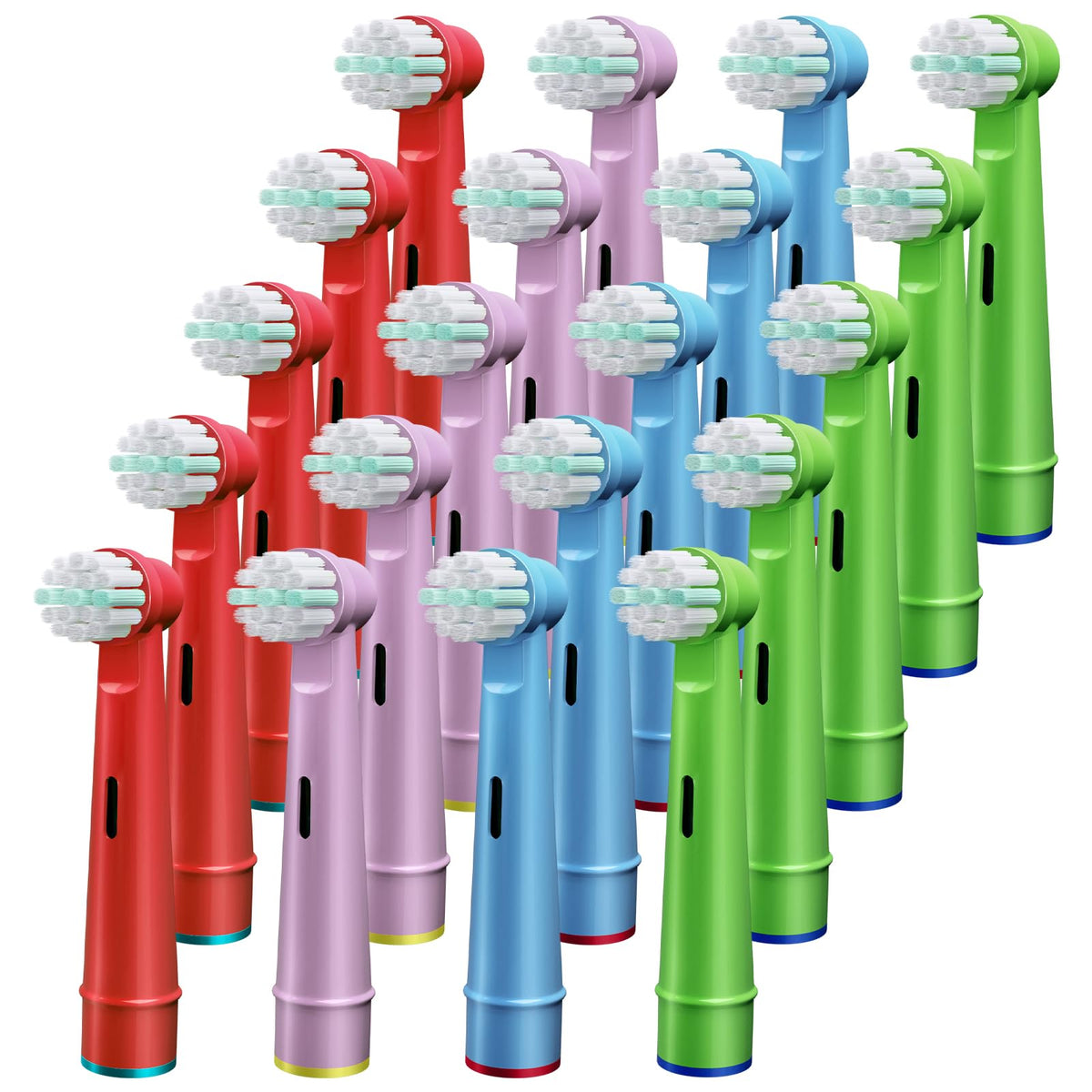 Genkent kids toothbrush heads colorful set in multiple hues