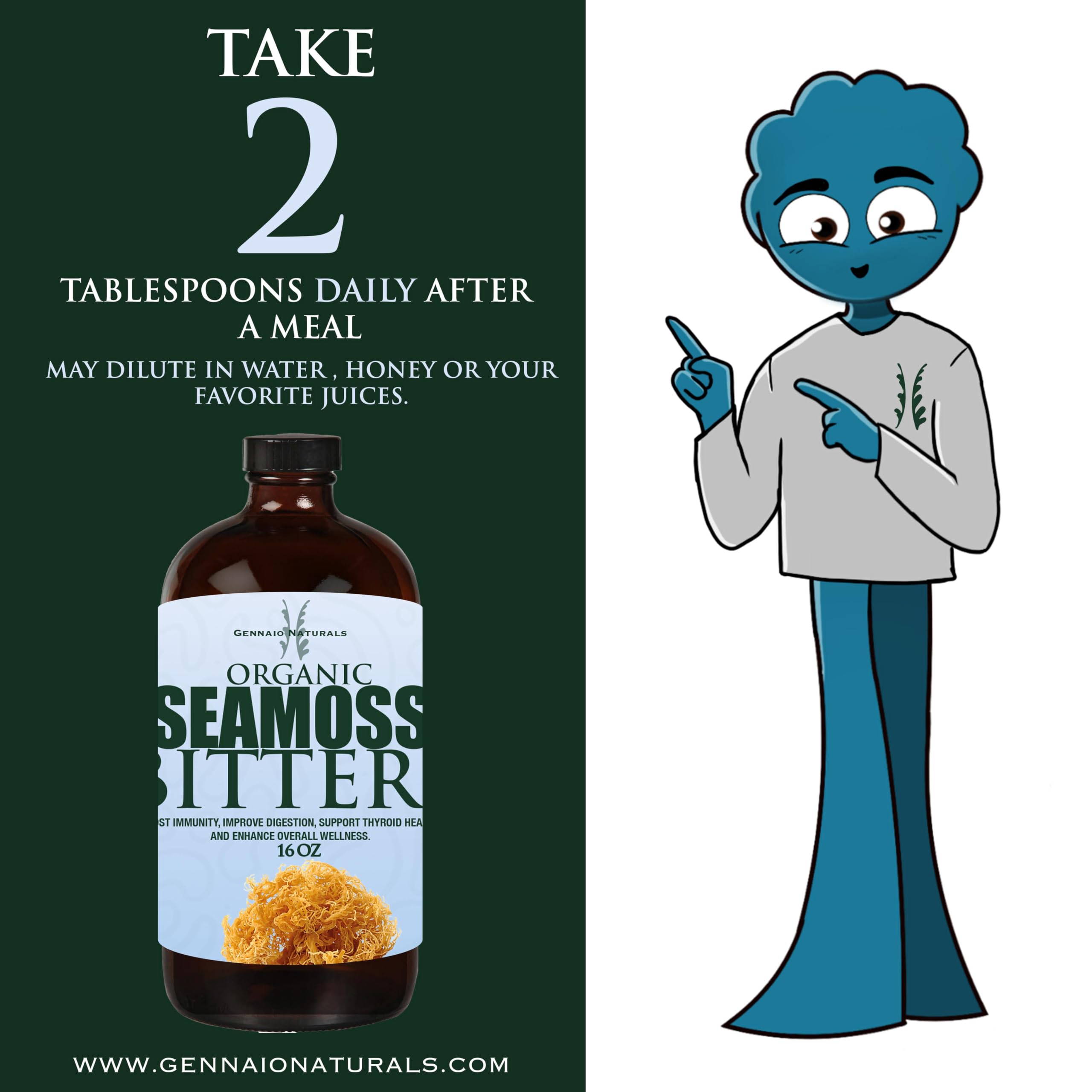 Close-up of Seamoss Bitters ingredients
