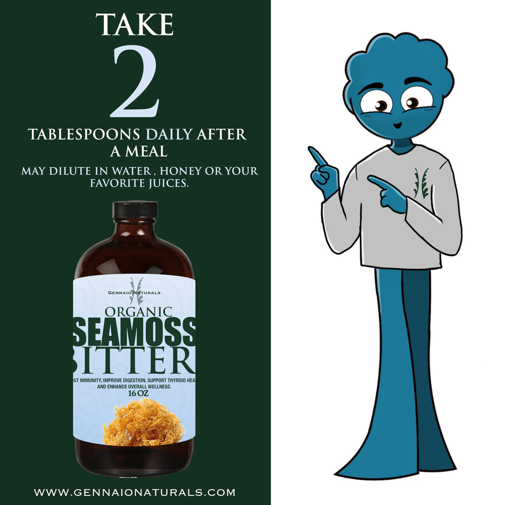 Close-up of Seamoss Bitters ingredients