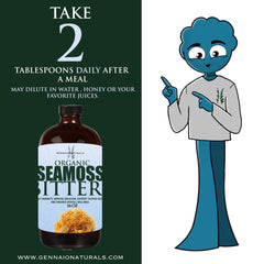 Close-up of Seamoss Bitters ingredients