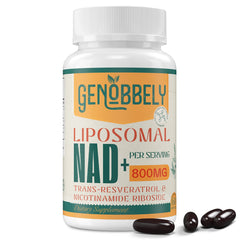GENOBBELY 800 mg Liposomal NAD+ with NR and Trans-Resveratrol bottle front