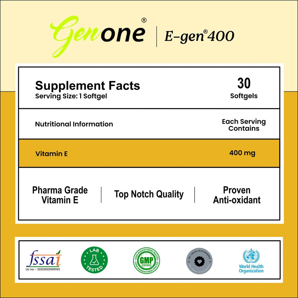Genone E-Gen 400 Vitamin E Capsule label detail