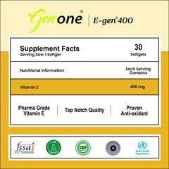 Genone E-Gen 400 Vitamin E Capsule label detail