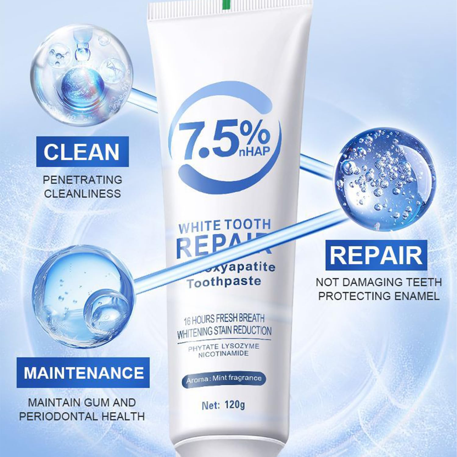 Gentle mint flavored toothpaste for fresh breath