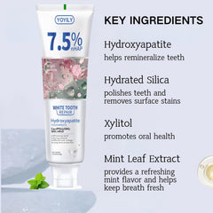 Gentle stain removal using hydroxyapatite particles