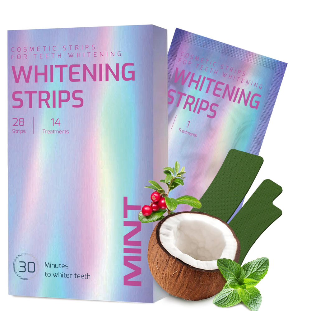 Gentle Teeth Whitening Strips packaging with 28 strips