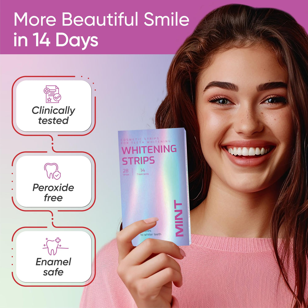 Open blister pack containing peroxide-free whitening strips