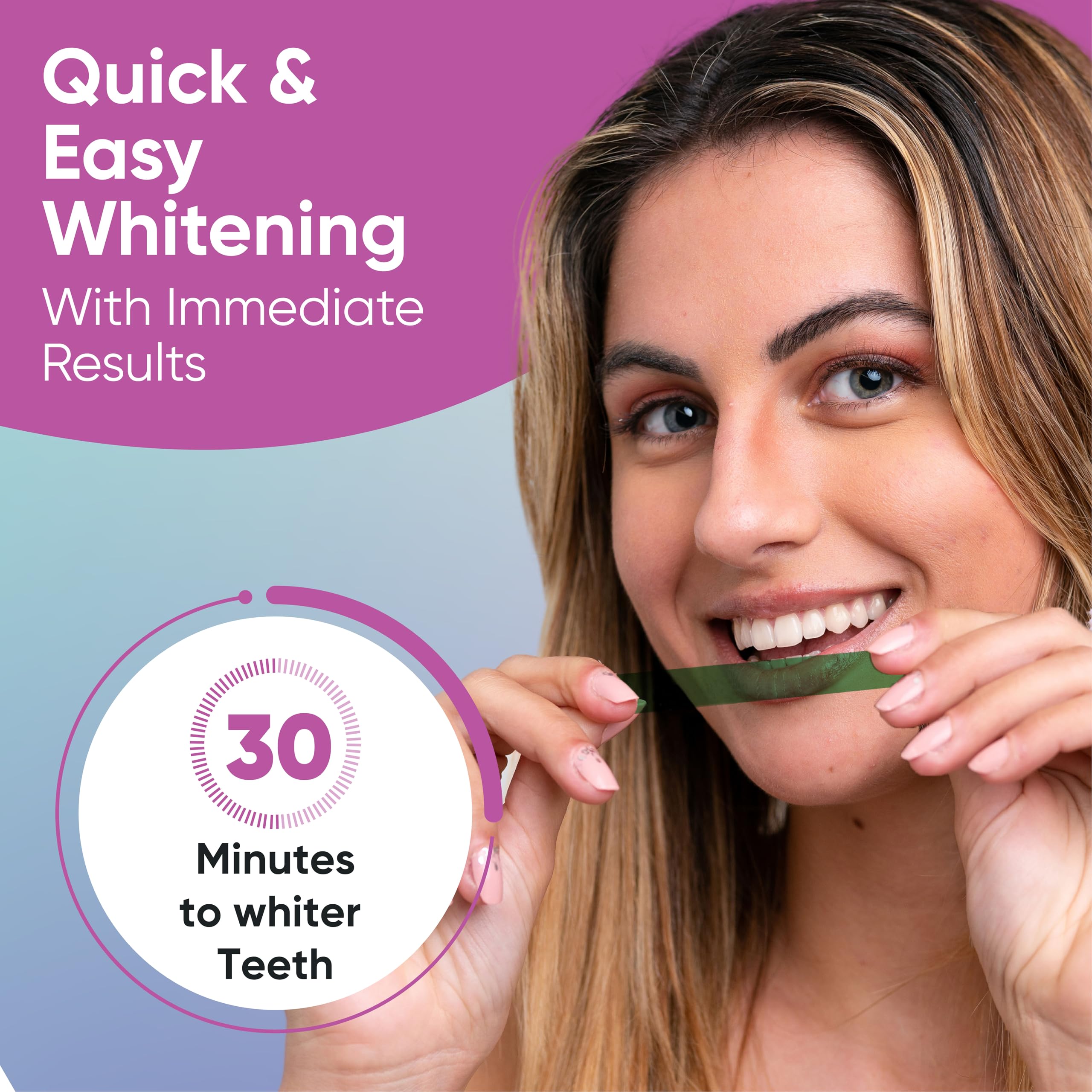 Unfolded whitening strip ready to apply