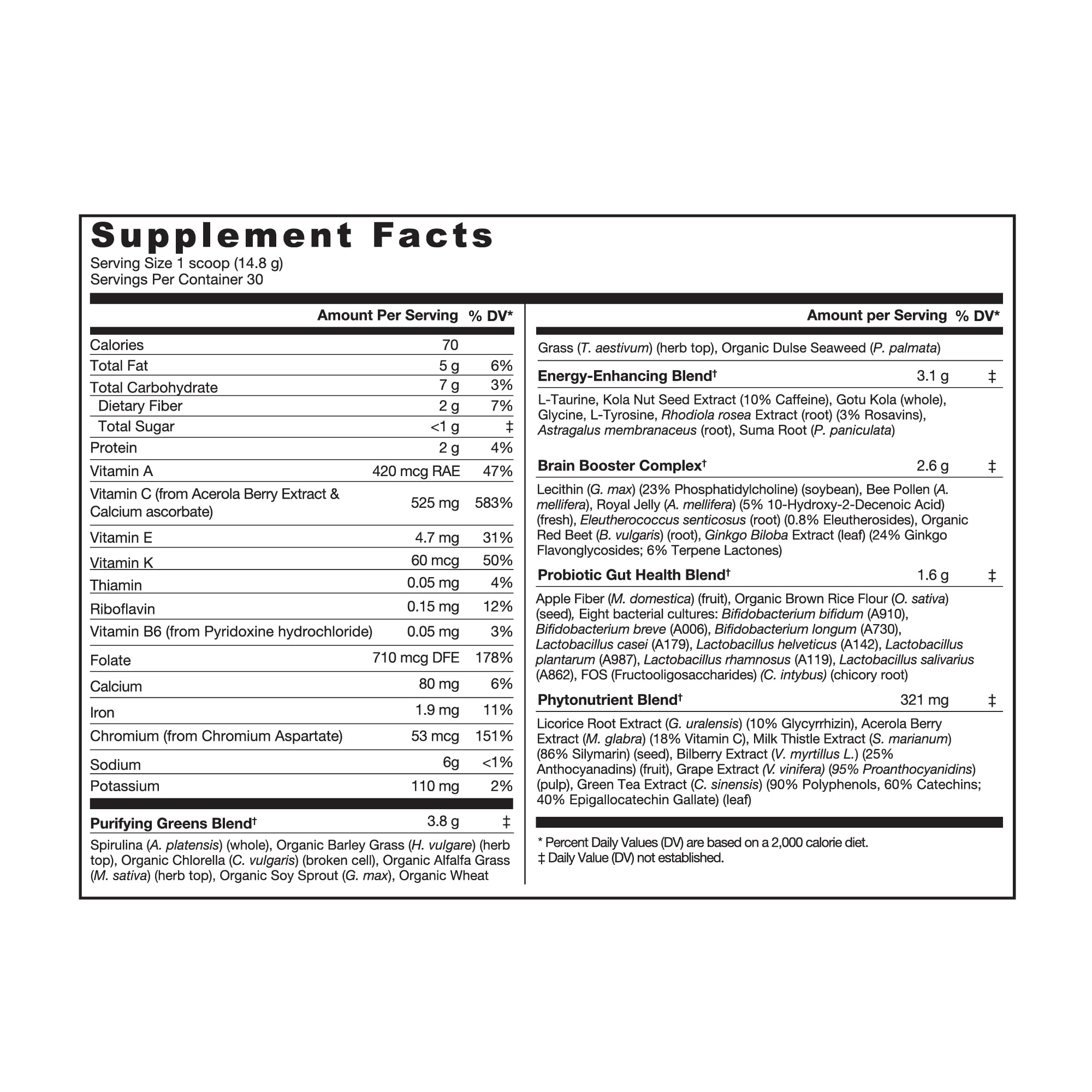 Genuine Health Greens + Extra Energy powder scoop for quick morning energy boost