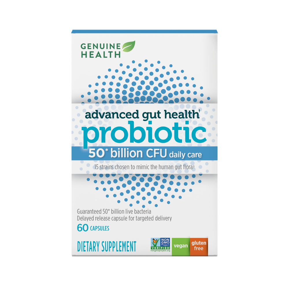 Genuine Health Probiotics bottle label, 60-count